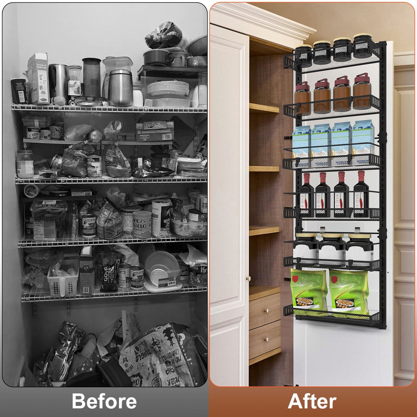 Over The Door Organizer 6-Tier Pantry Rack with 110lb Capacity