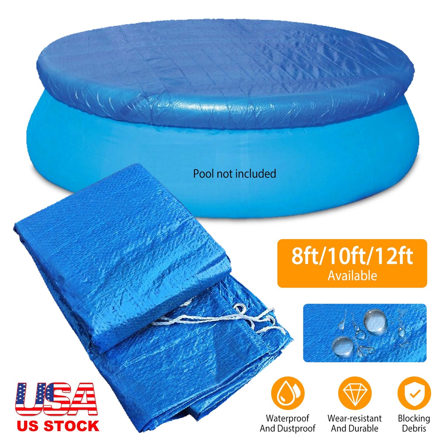 Round Pool Cover 10ft Waterproof Dustproof Protector