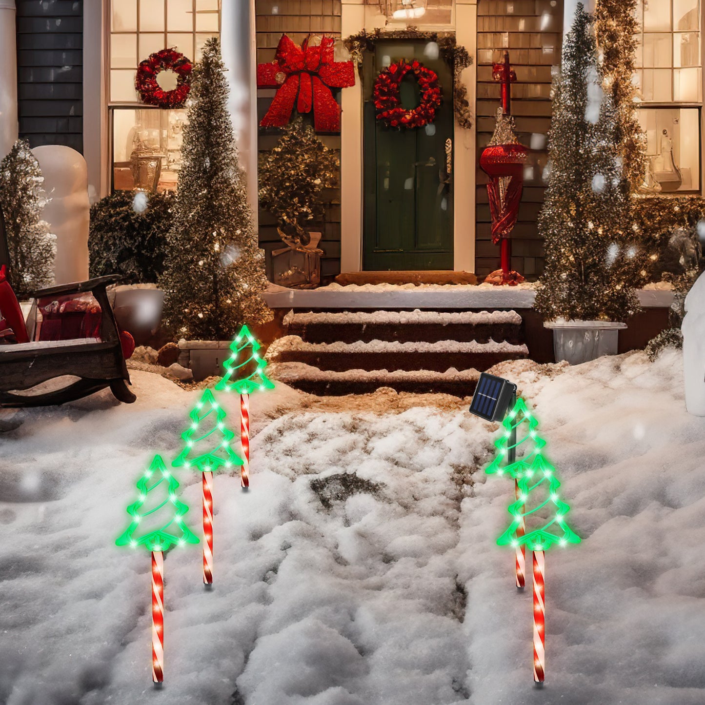 Solar Christmas Pathway Lights 5-Pack with 8 Lighting Modes
