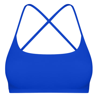 Women Cross Back Sport Bras Padded Strappy Crop Open Back Low Impact Bras Sexy Fitness Tank Tops with Removable Pads Thin Straps for Gym Yoga Workout