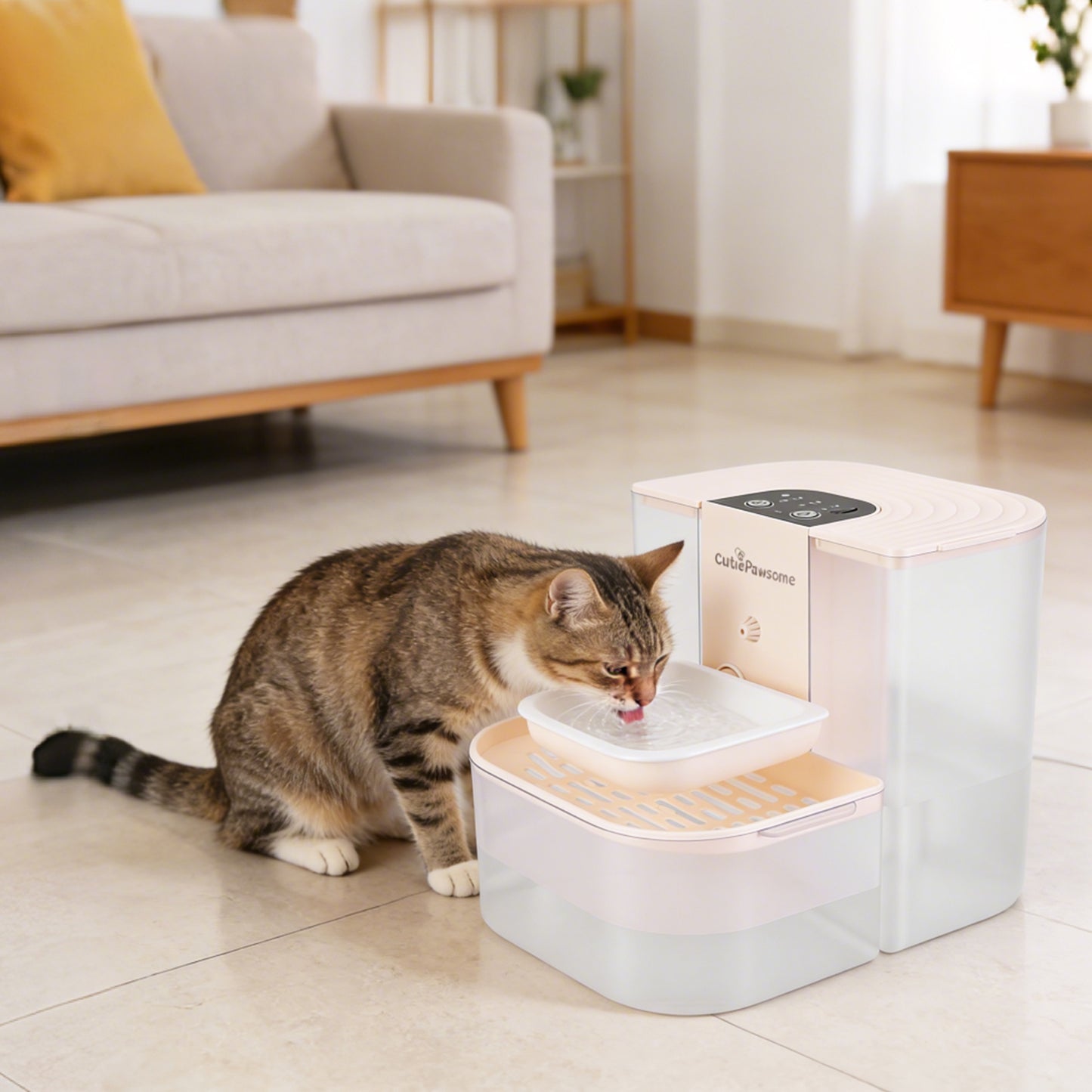 Automatic Pet Water Fountain 4.5L Cordless Rechargeable Dispenser