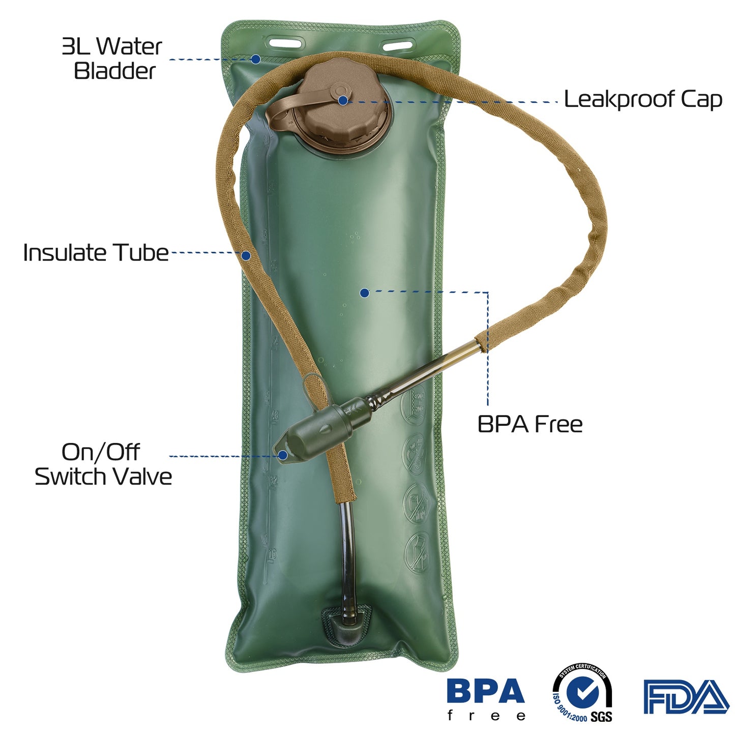 Tactical Hydration Pack with 3L Water Bladder