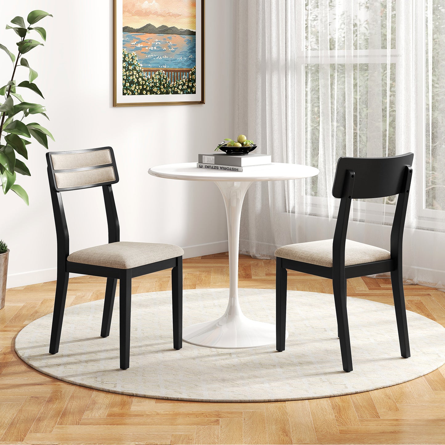 Dining Chairs Set of 2 with Ergonomic Tilt Backrest