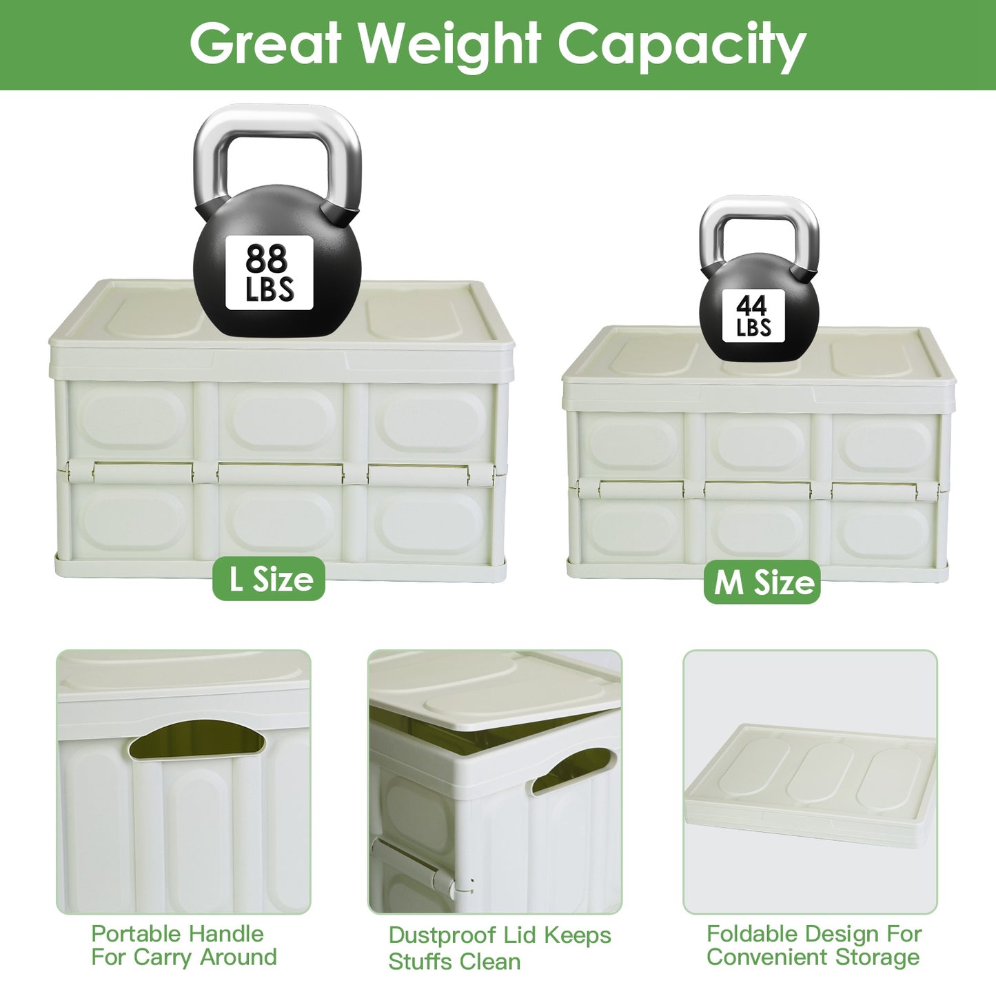 Collapsible Storage Bins with Lids - 2 Pack Stackable Organizer