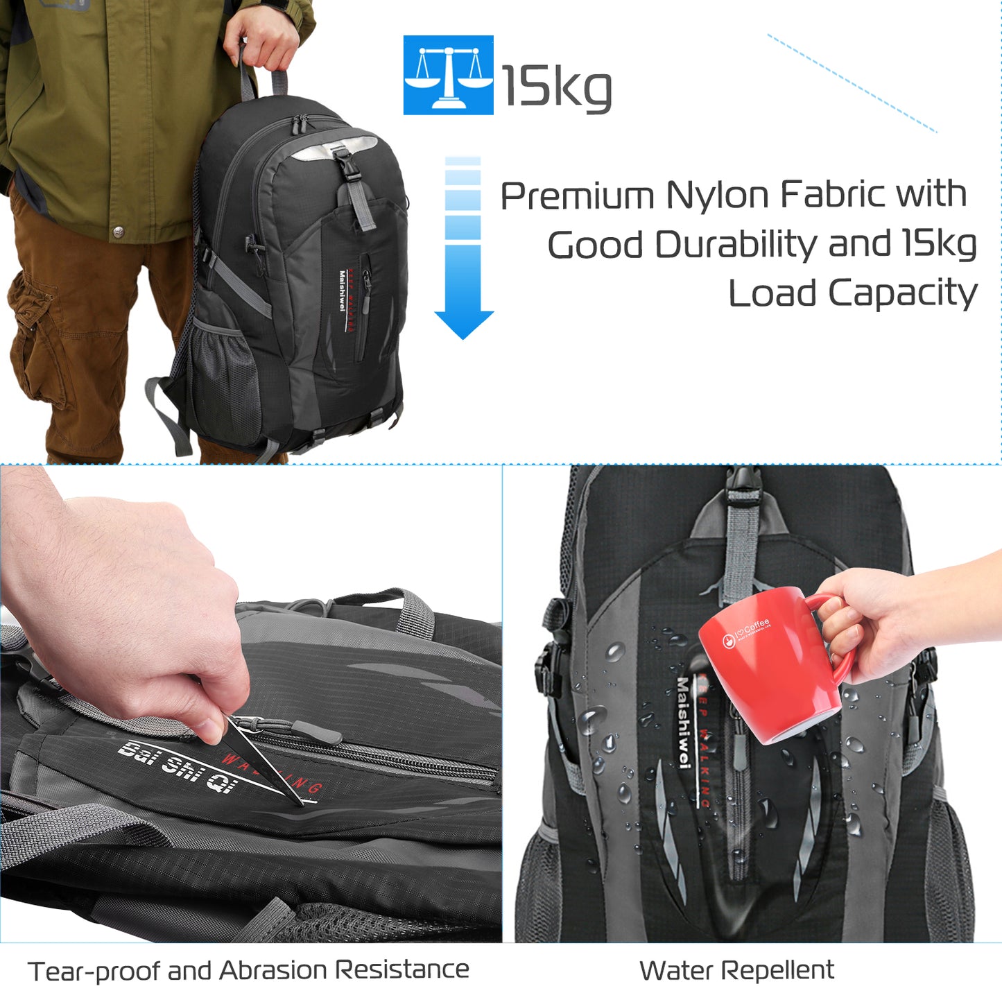36L Waterproof Hiking Backpack with Ergonomic Design