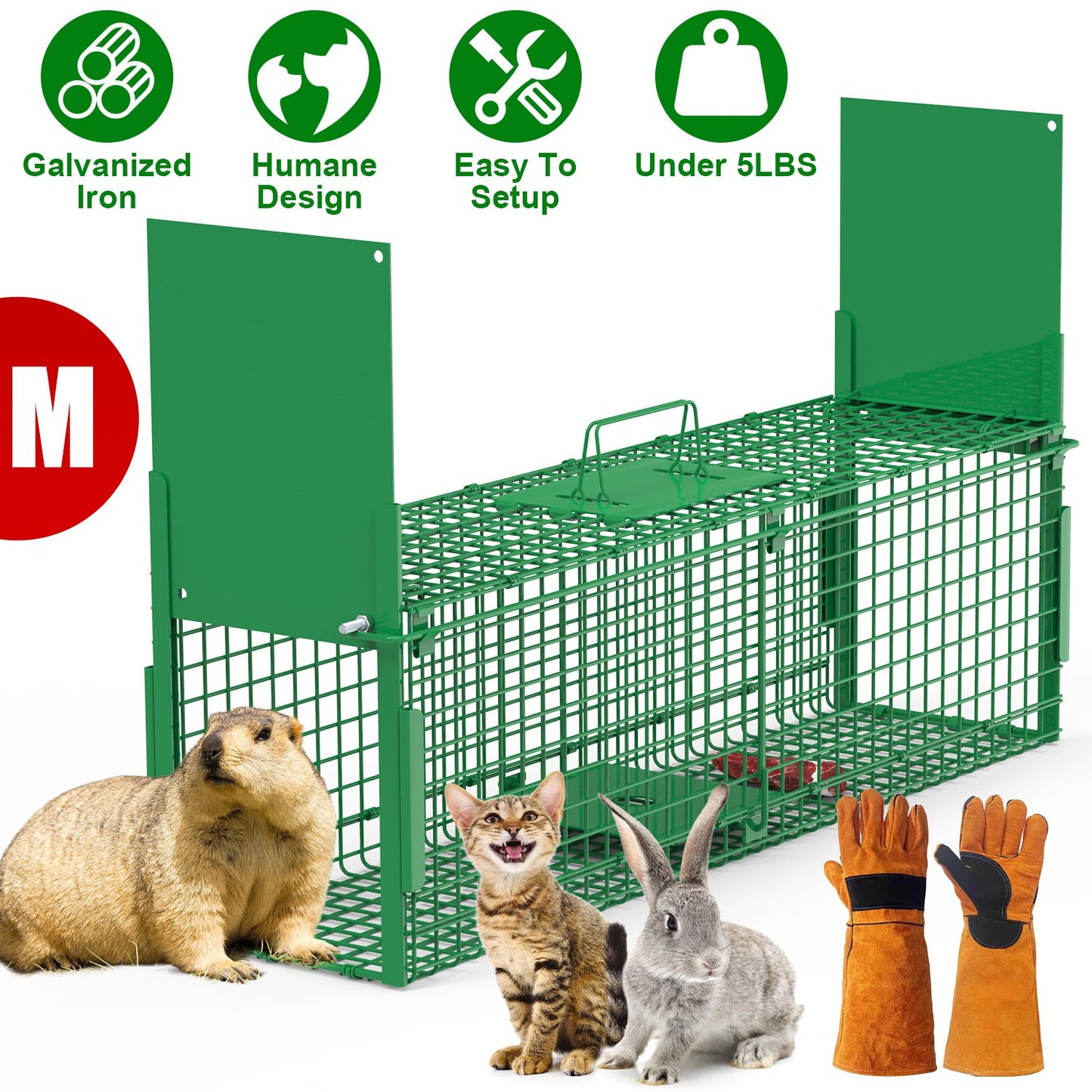 40in Humane Live Animal Trap Cage for Raccoons & Opossums