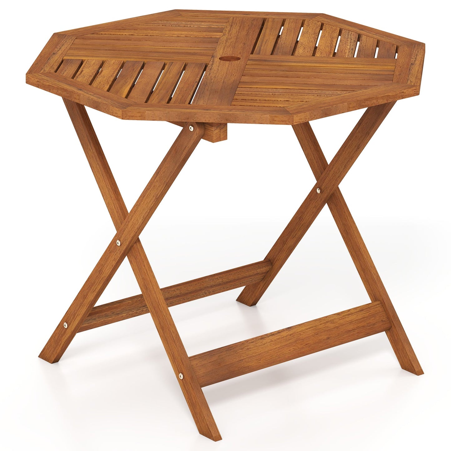 35.5 Inch Solid Wood Patio Dining Table Octagon Table with 1.97 Inch Umbrella Hole