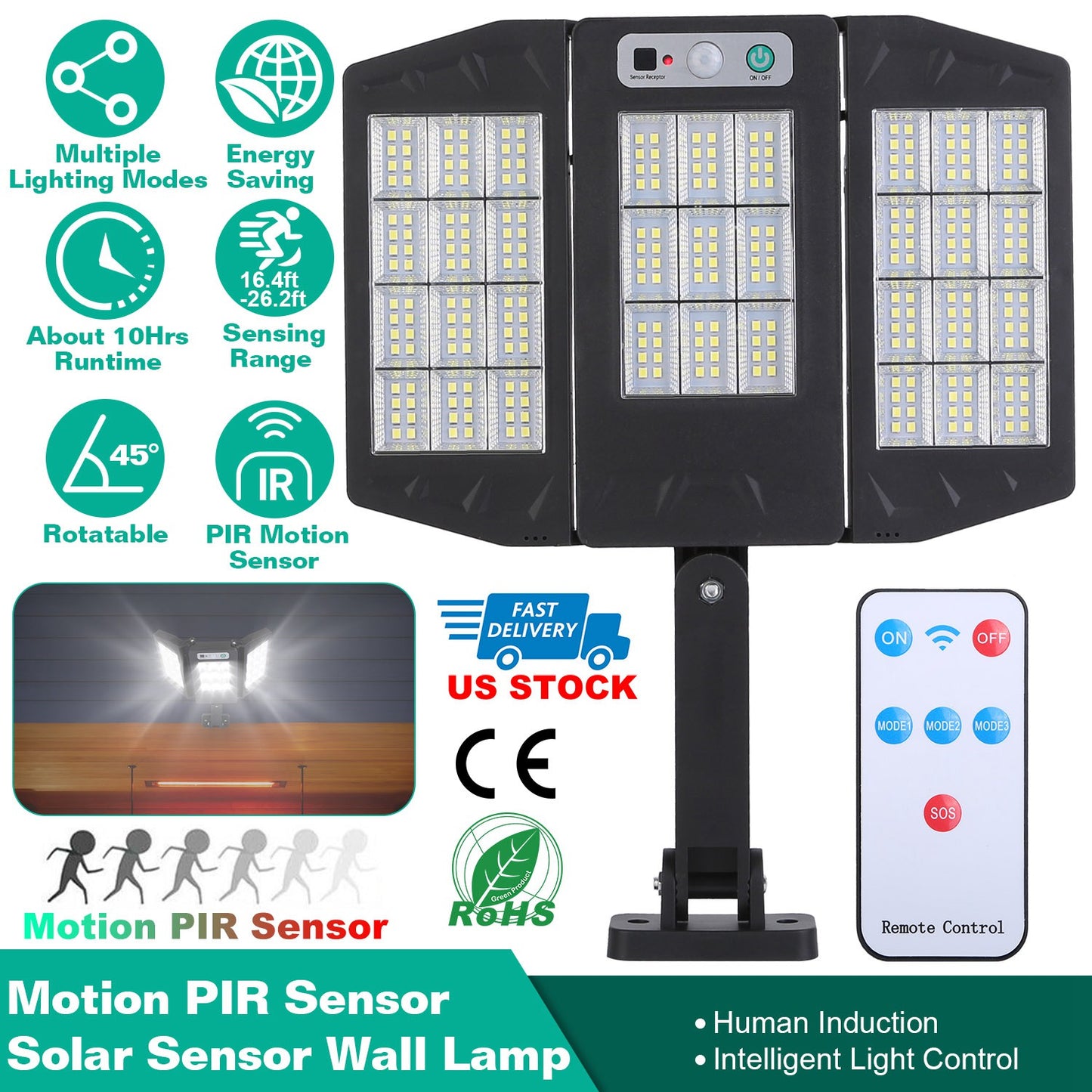 Solar Wall Light with Motion Sensor and Remote Control
