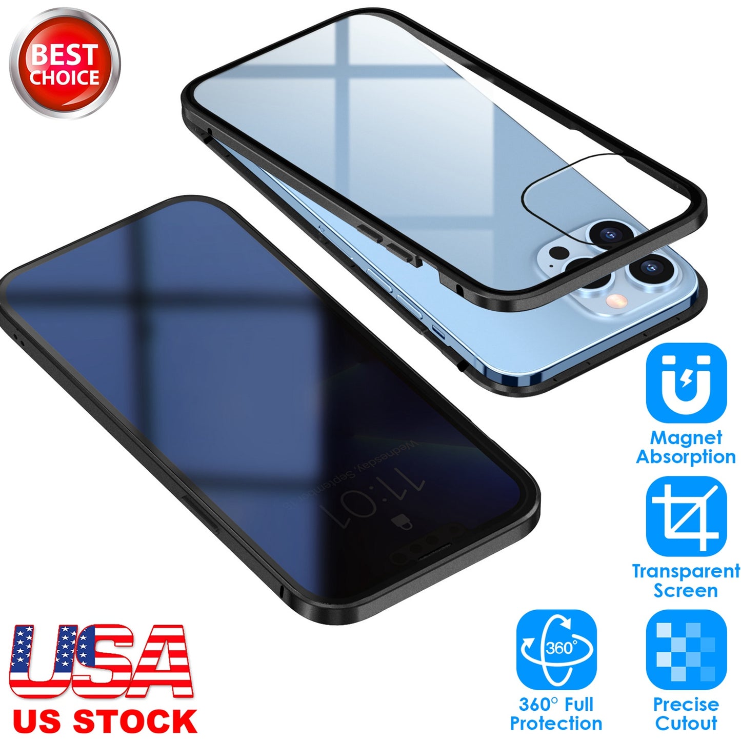 Privacy Magnetic Phone Case with Anti-Spy Screen Protection