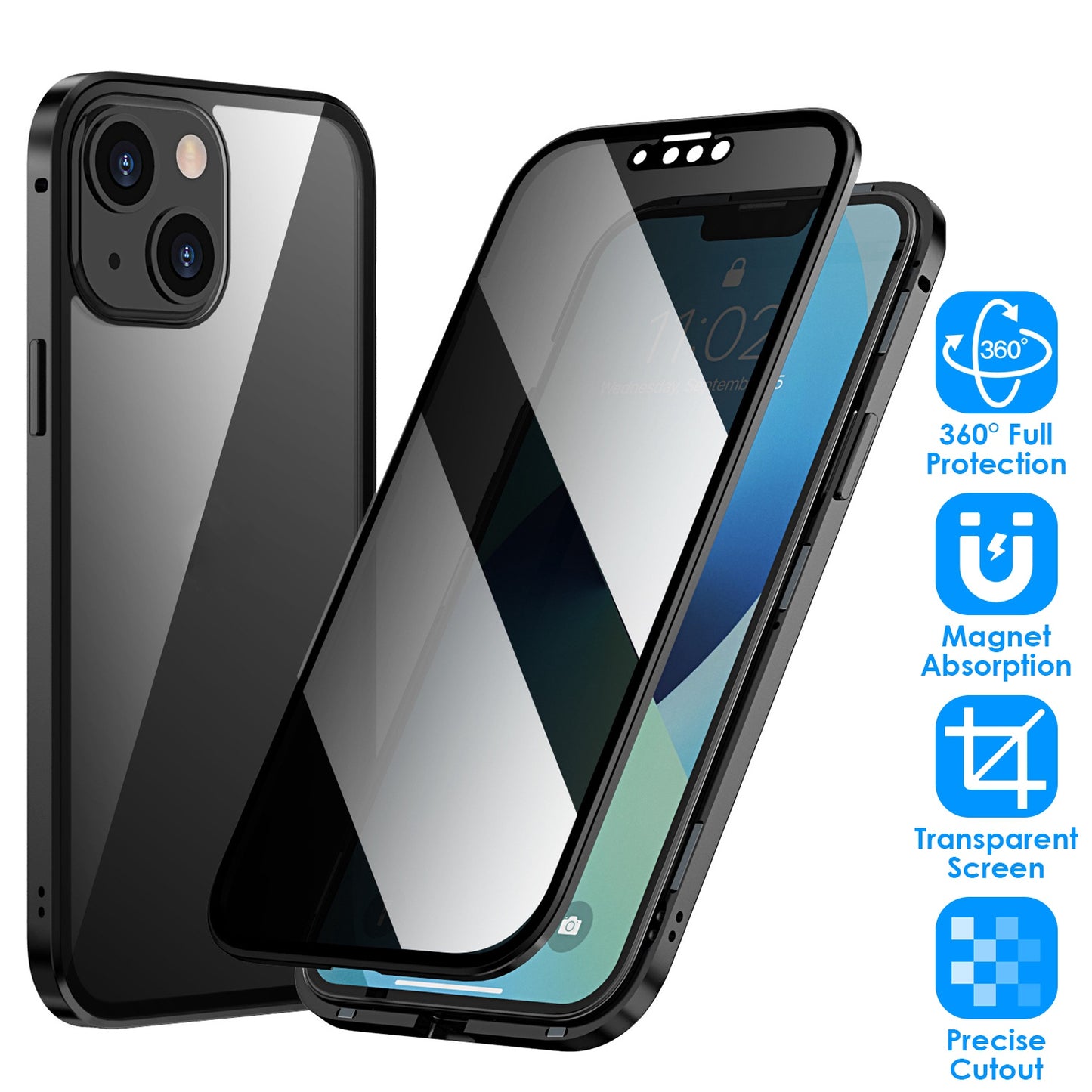 Privacy Magnetic Phone Case with Anti-Spy Screen Protection