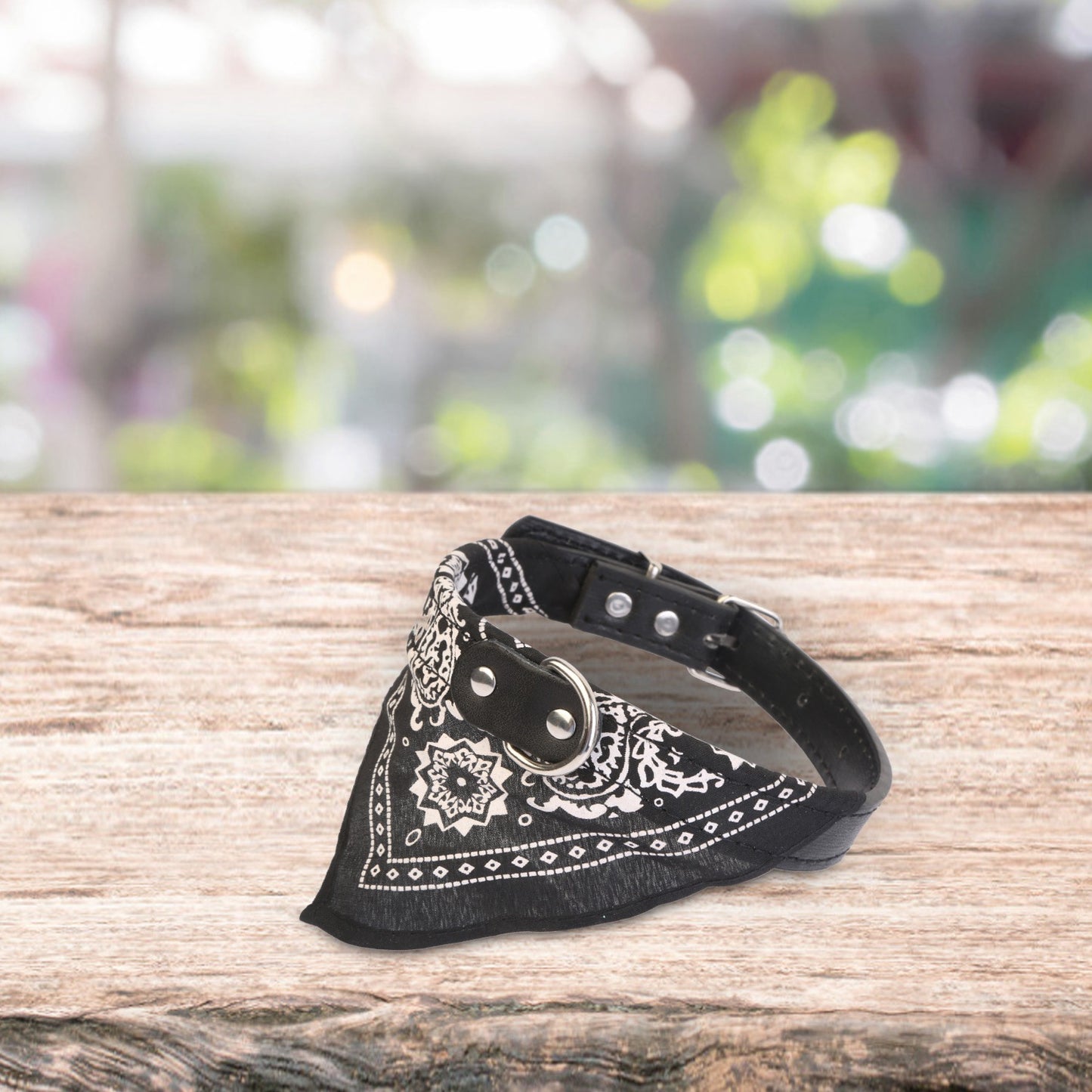 Dog Bandana Collar with Adjustable Leather Strap