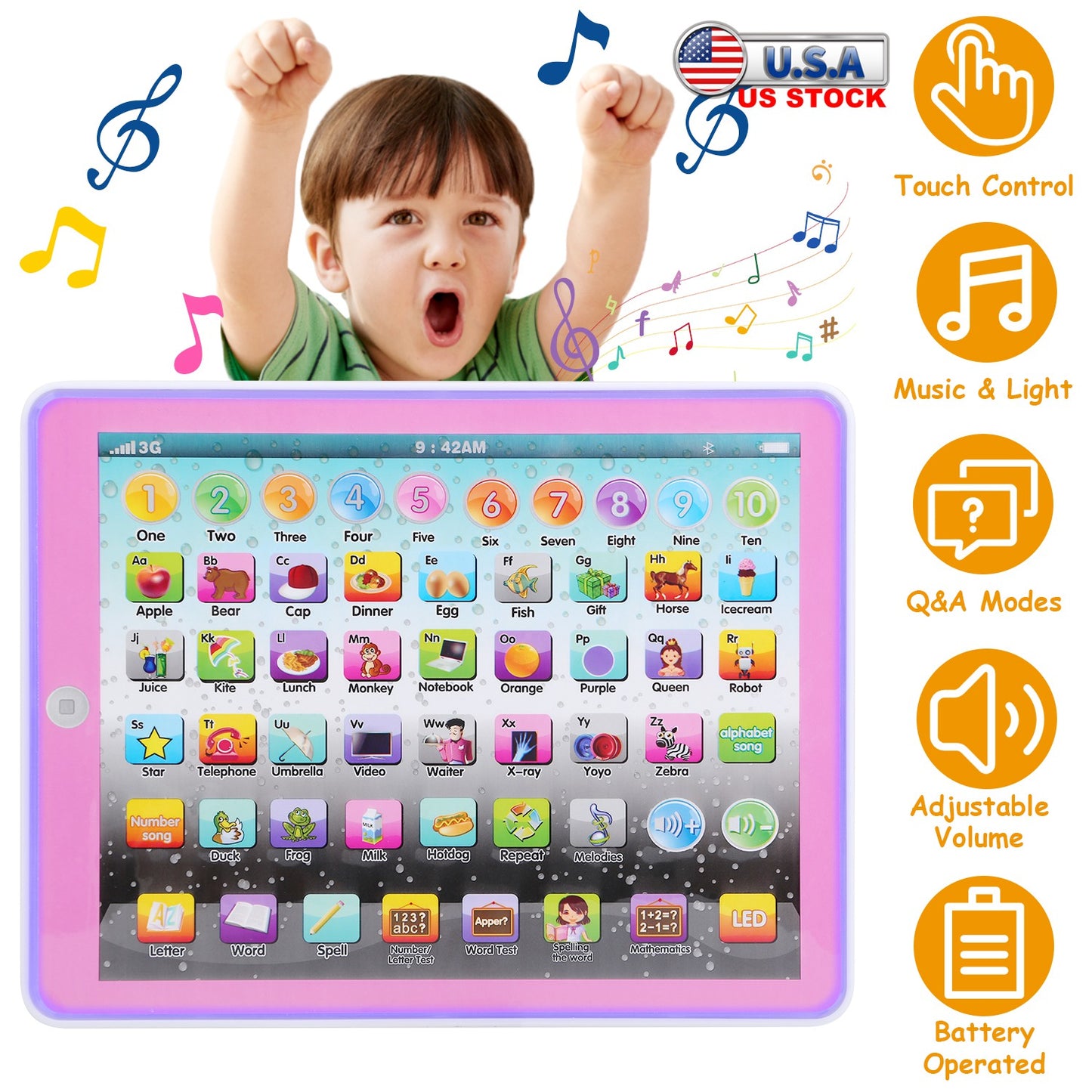 Educational Learning Tablet Toy for Kids Ages 2-7
