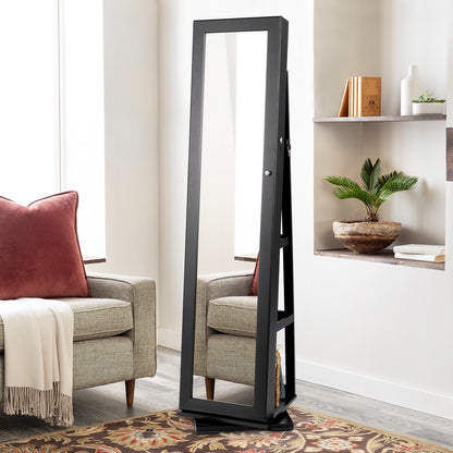 Jewelry Armoire with Full-Length Mirror and 360° Rotation