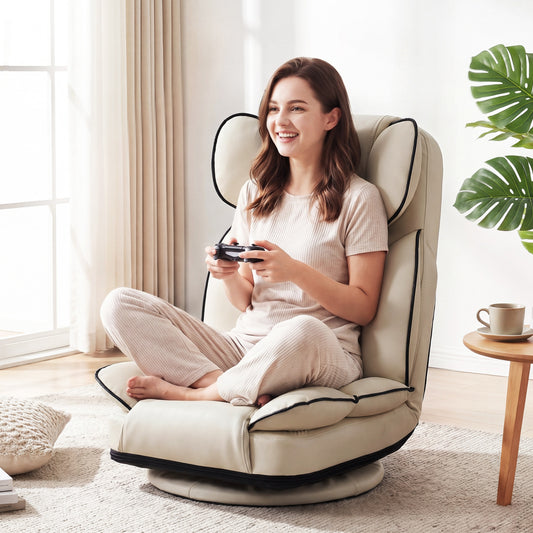Swivel Floor Gaming Chair with 6-Position Adjustable Backrest
