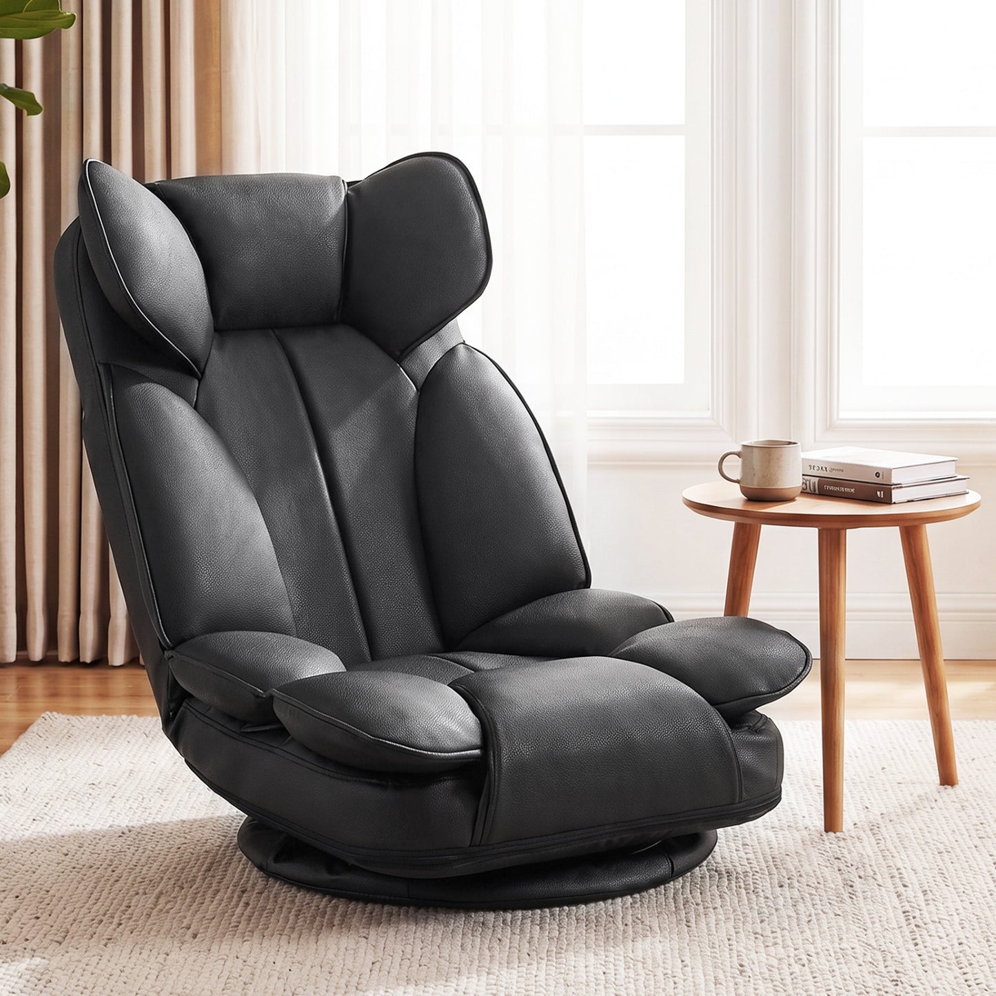 Swivel Floor Gaming Chair with 6-Position Adjustable Backrest