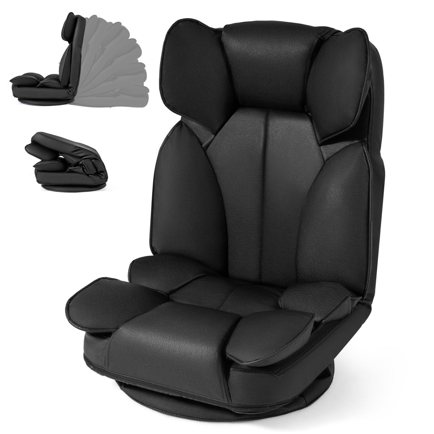 Swivel Floor Gaming Chair with 6-Position Adjustable Backrest