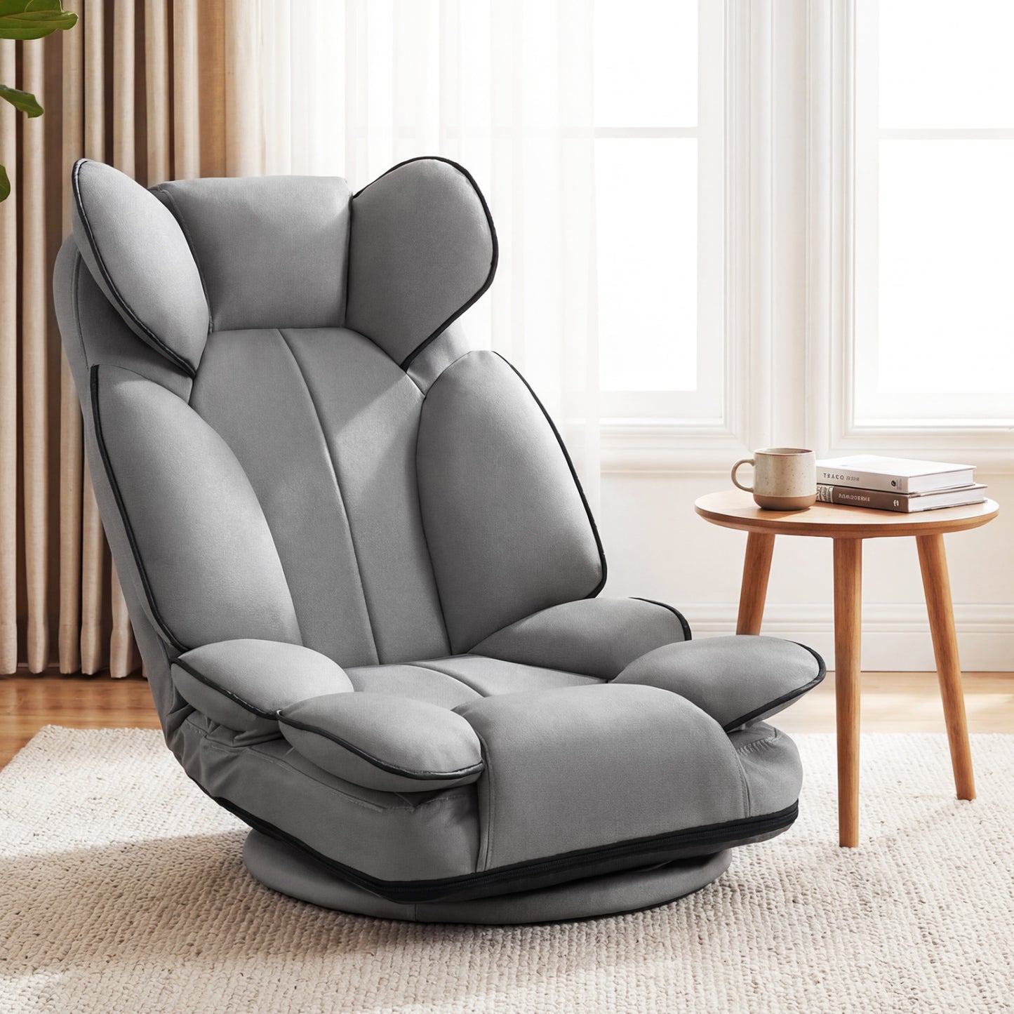 Swivel Floor Gaming Chair with 6-Position Adjustable Backrest
