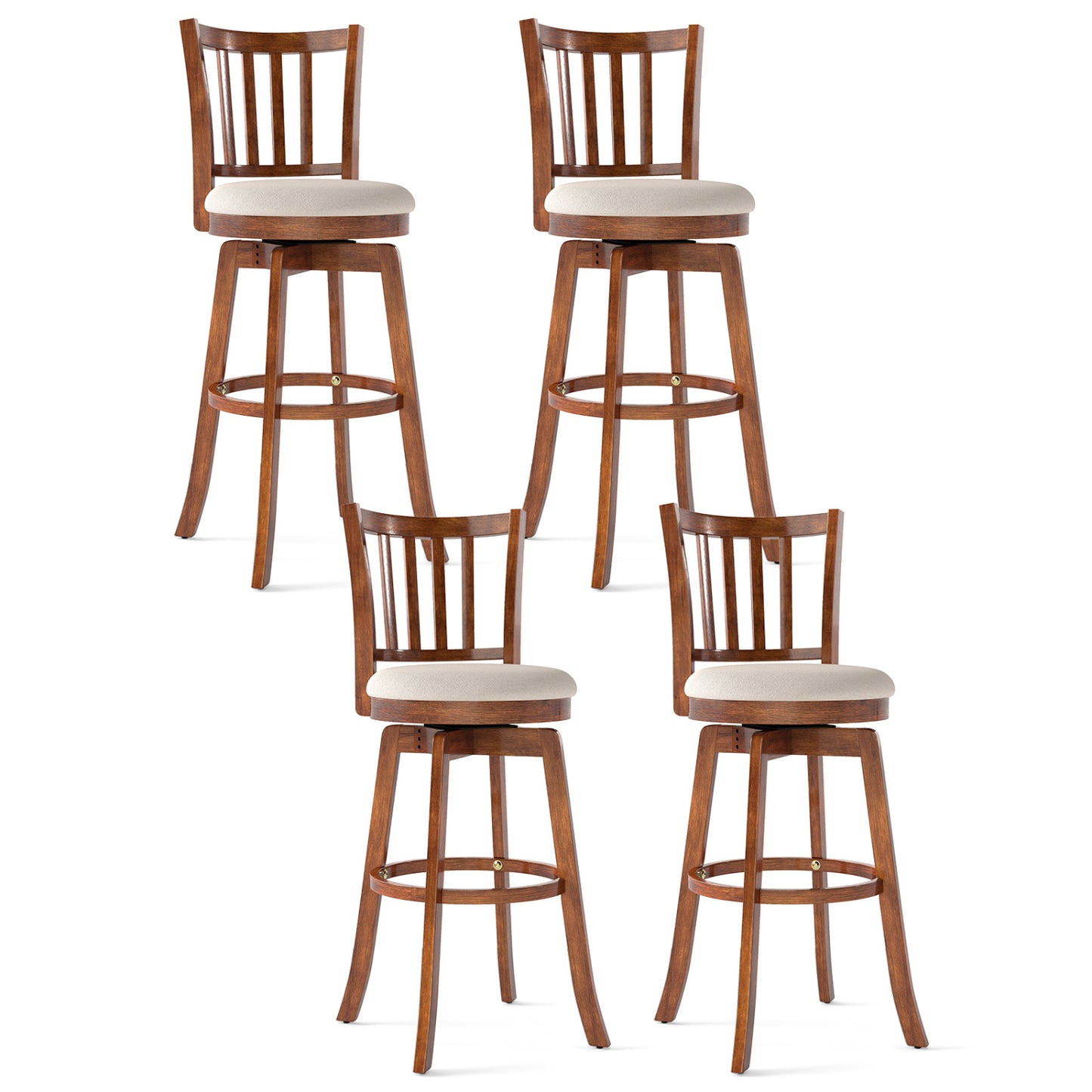 Swivel Bar Stools Set of 4 with Backrest and Footrest
