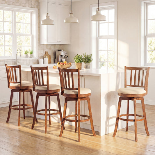 Swivel Bar Stools Set of 4 with Backrest and Footrest