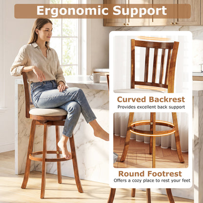 Swivel Bar Stools Set of 4 with Backrest and Footrest