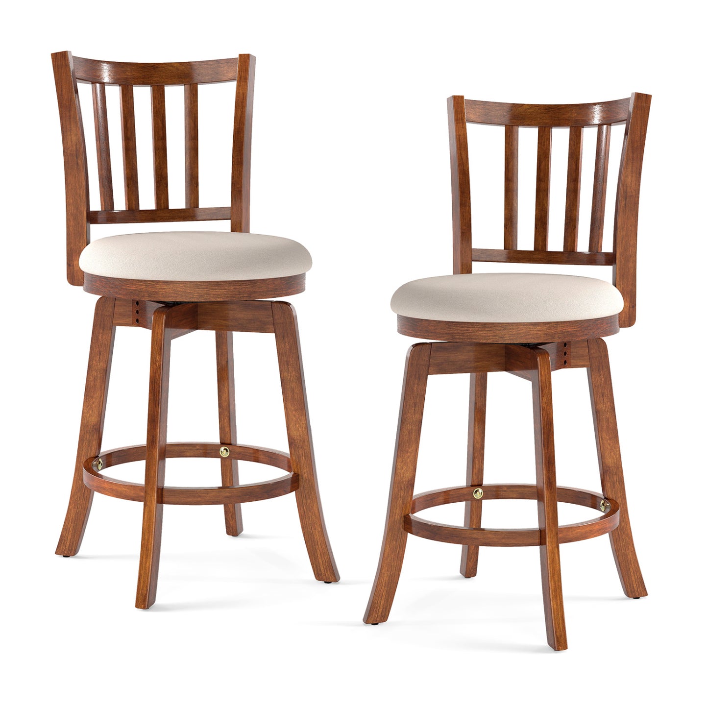 Swivel Bar Stools Set of 2 with Upholstered Seat