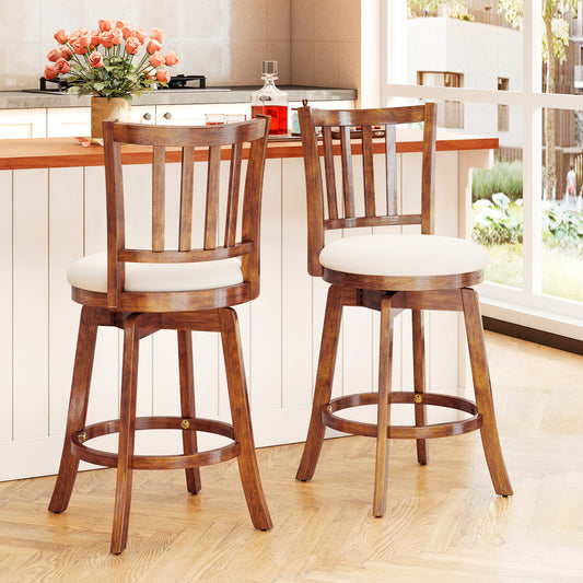 Swivel Bar Stools Set of 2 with Upholstered Seat