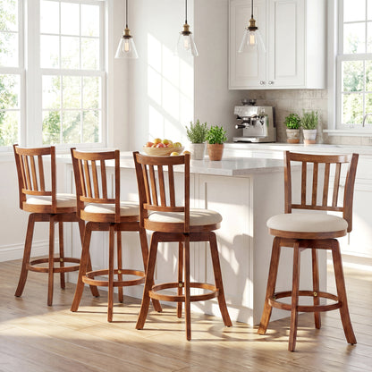 Swivel Bar Stools Set of 2 with Upholstered Seat