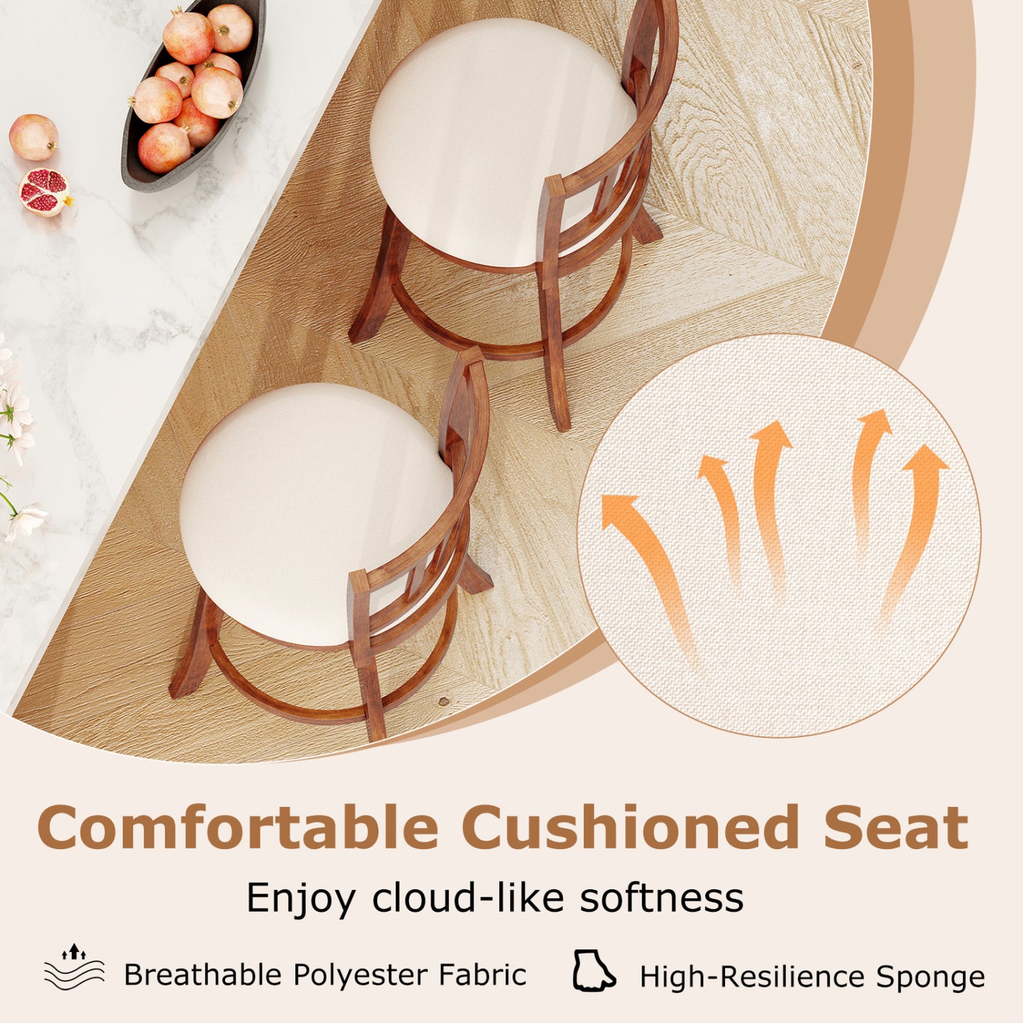 Swivel Bar Stools Set of 2 with Upholstered Seat