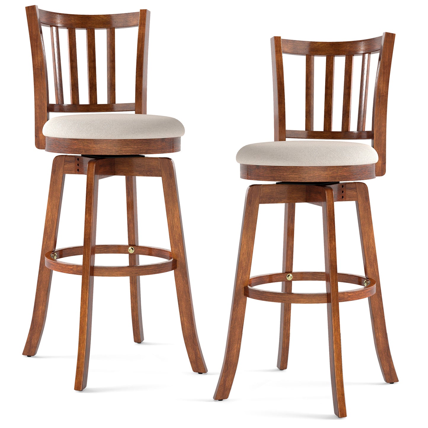 Swivel Bar Stools Set of 2 with Upholstered Seat