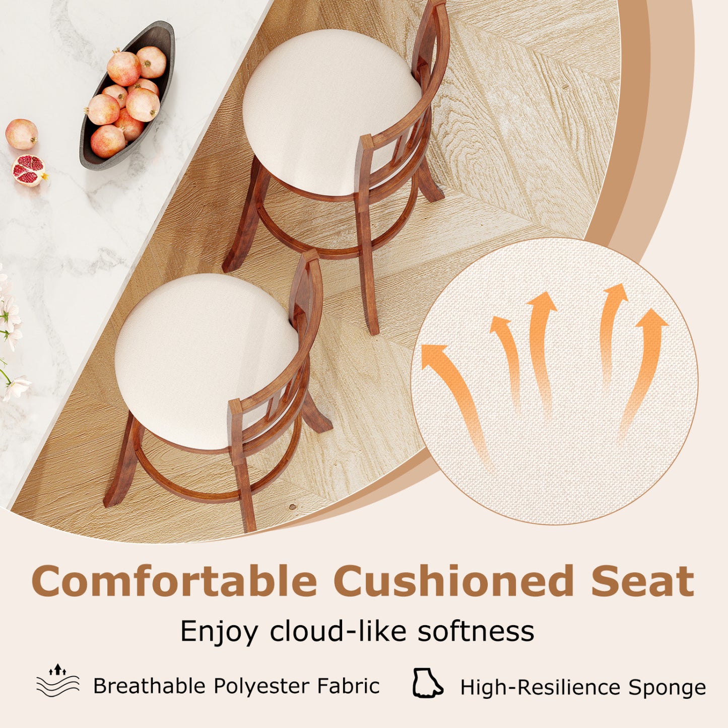 Swivel Bar Stools Set of 2 with Upholstered Seat