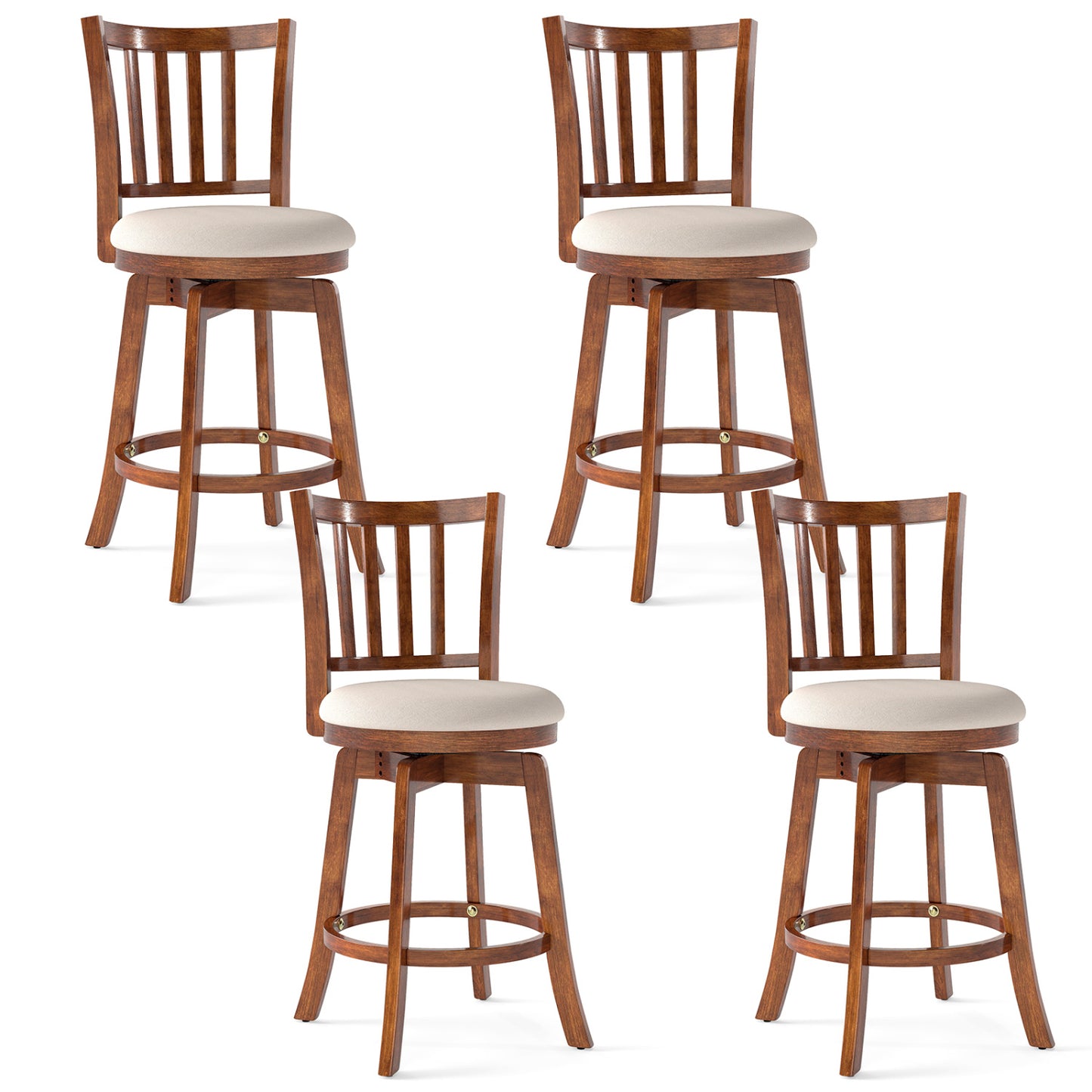 Swivel Bar Stools Set of 4 with Backrest and Footrest