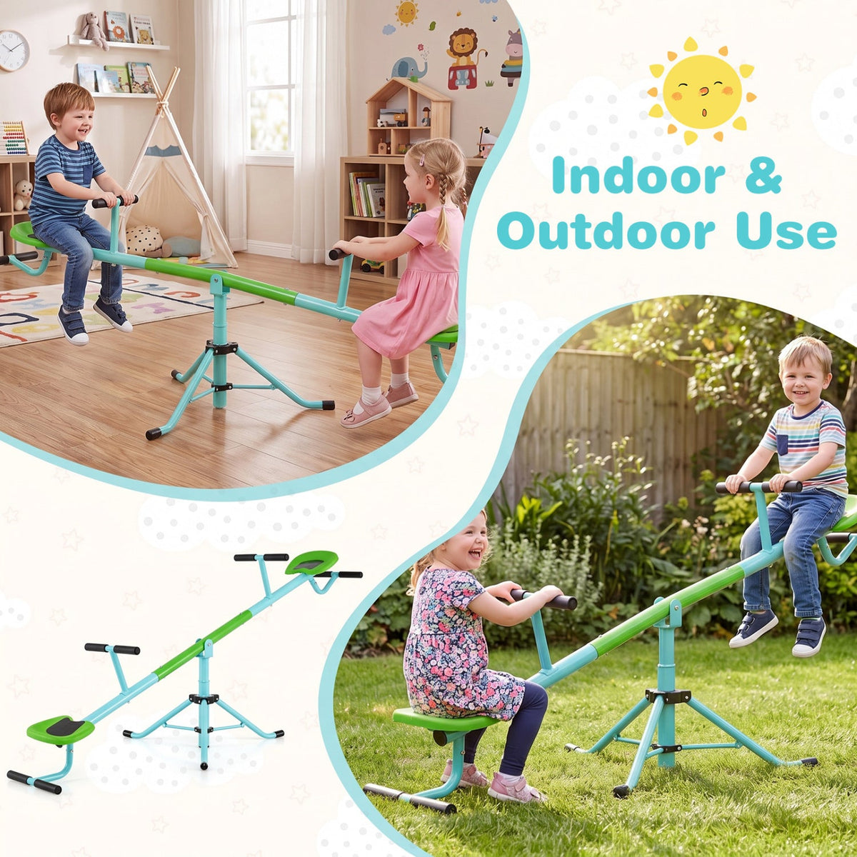 360° Rotating Kids Seesaw with Swivel Action