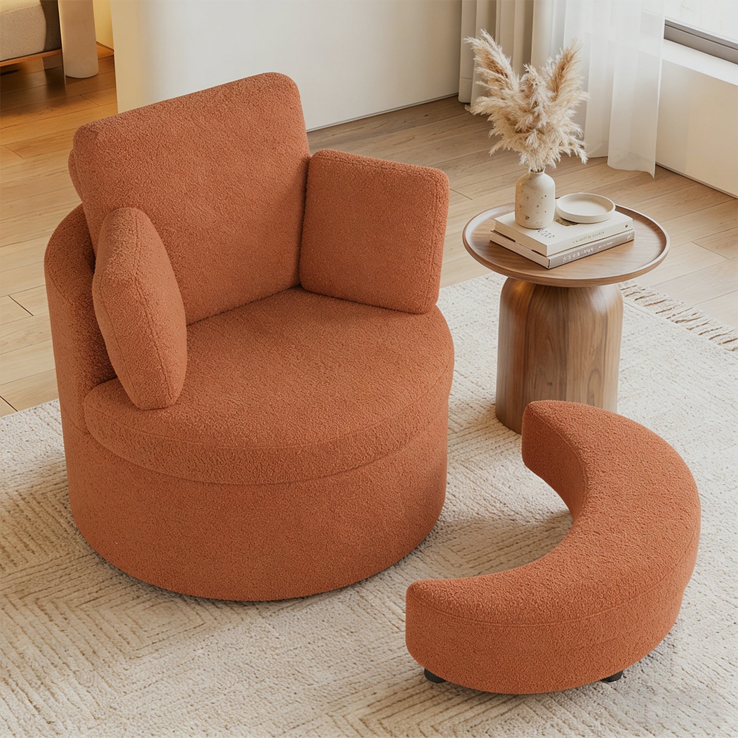 360° Swivel Accent Chair with Storage Ottoman