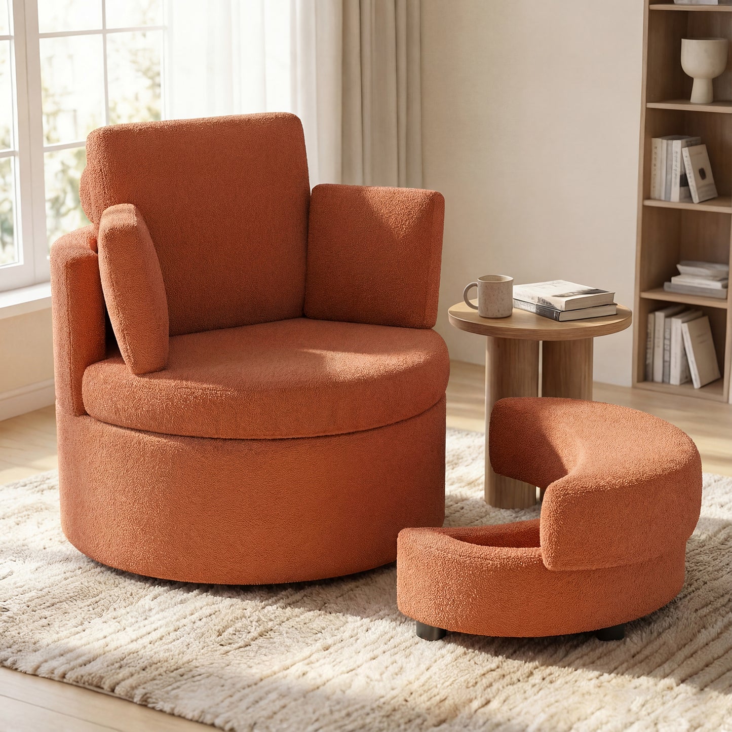 360° Swivel Accent Chair with Storage Ottoman