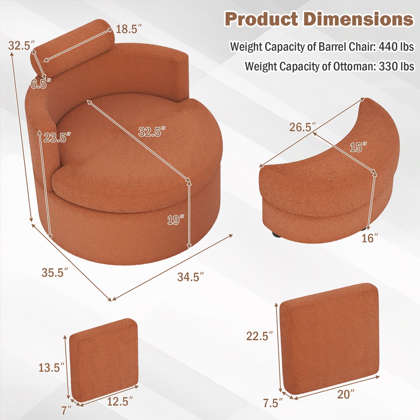 360° Swivel Accent Chair with Storage Ottoman