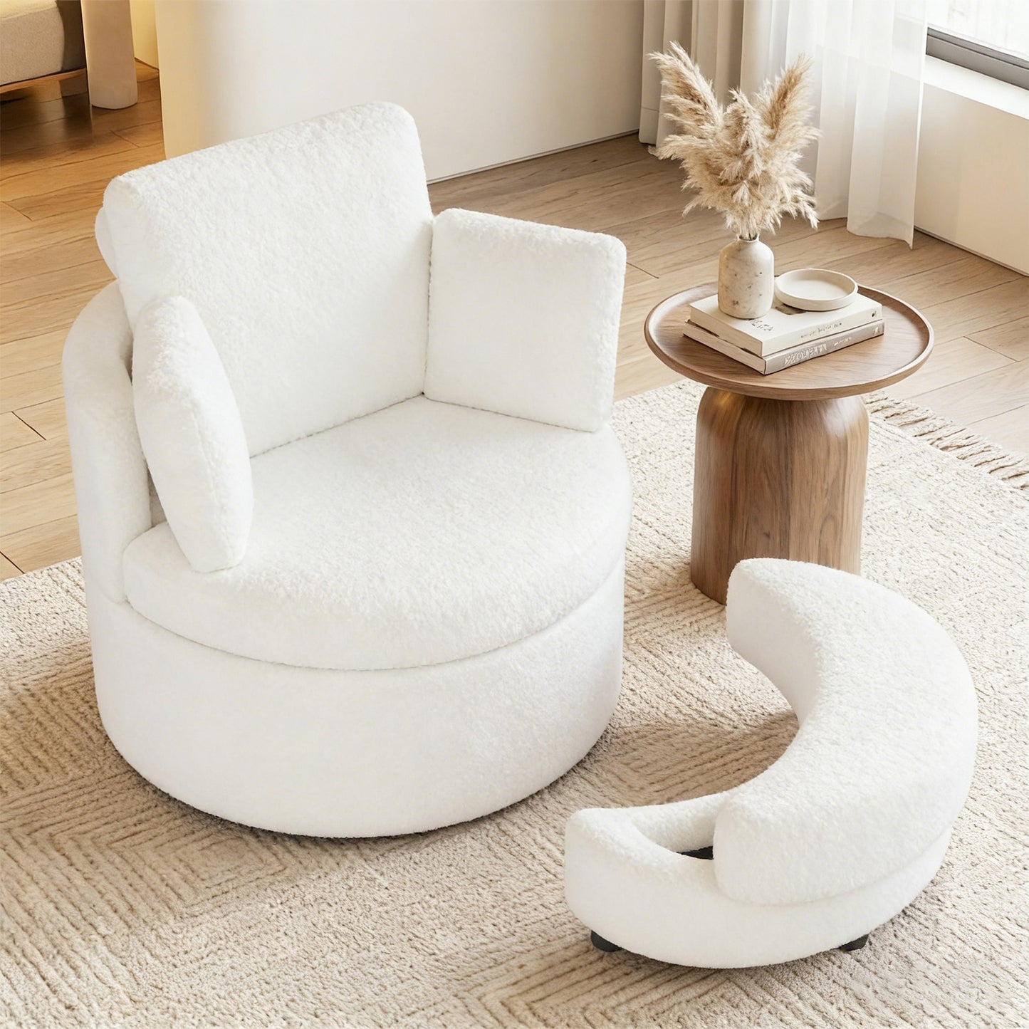 360° Swivel Accent Chair with Storage Ottoman