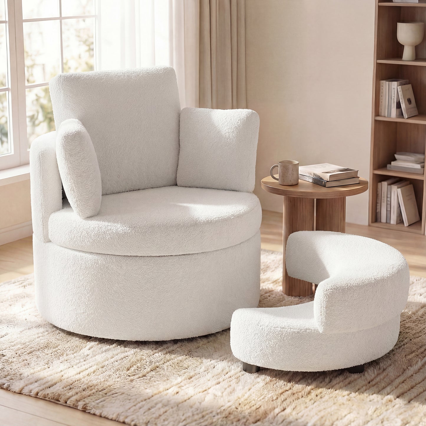 360° Swivel Accent Chair with Storage Ottoman