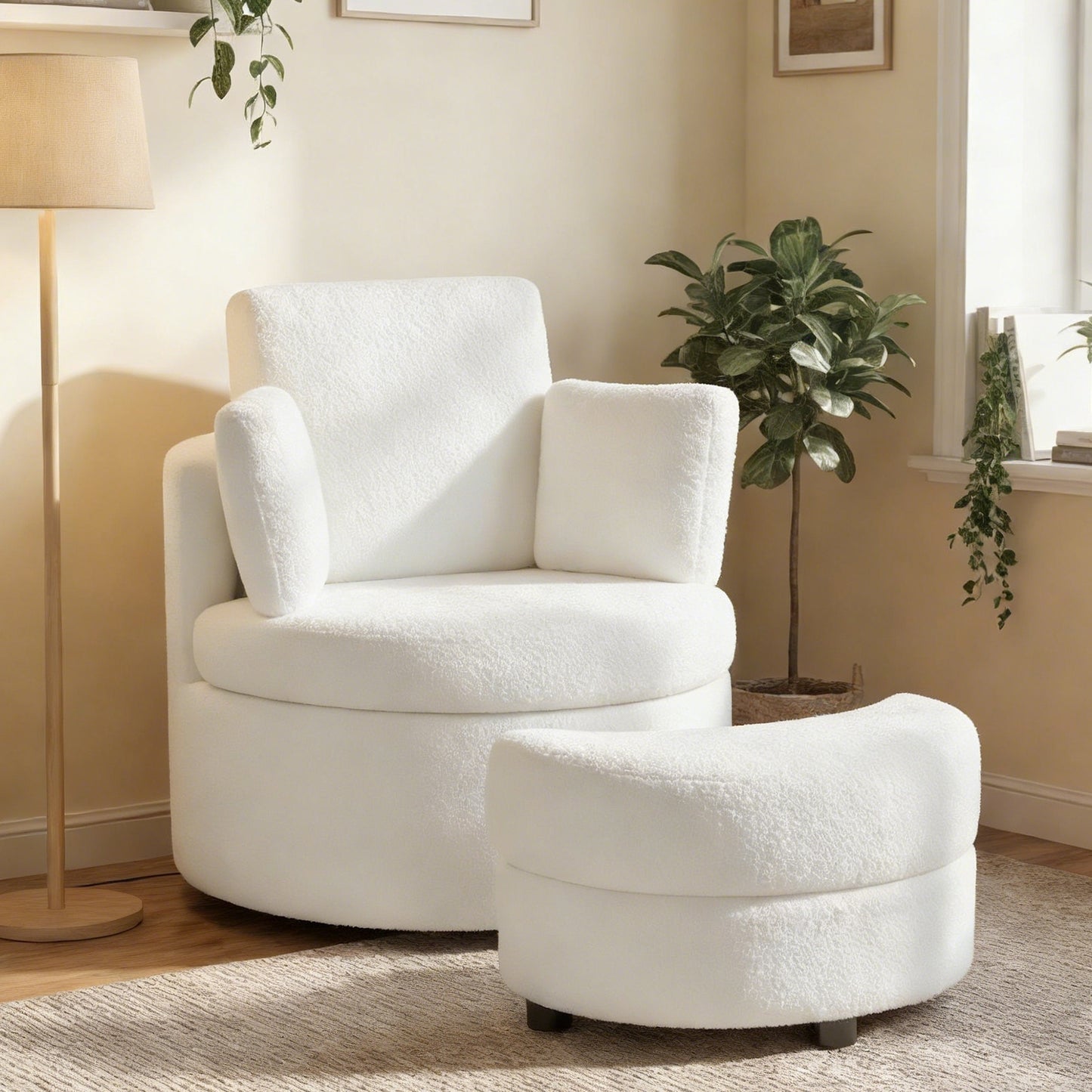 360° Swivel Accent Chair with Storage Ottoman