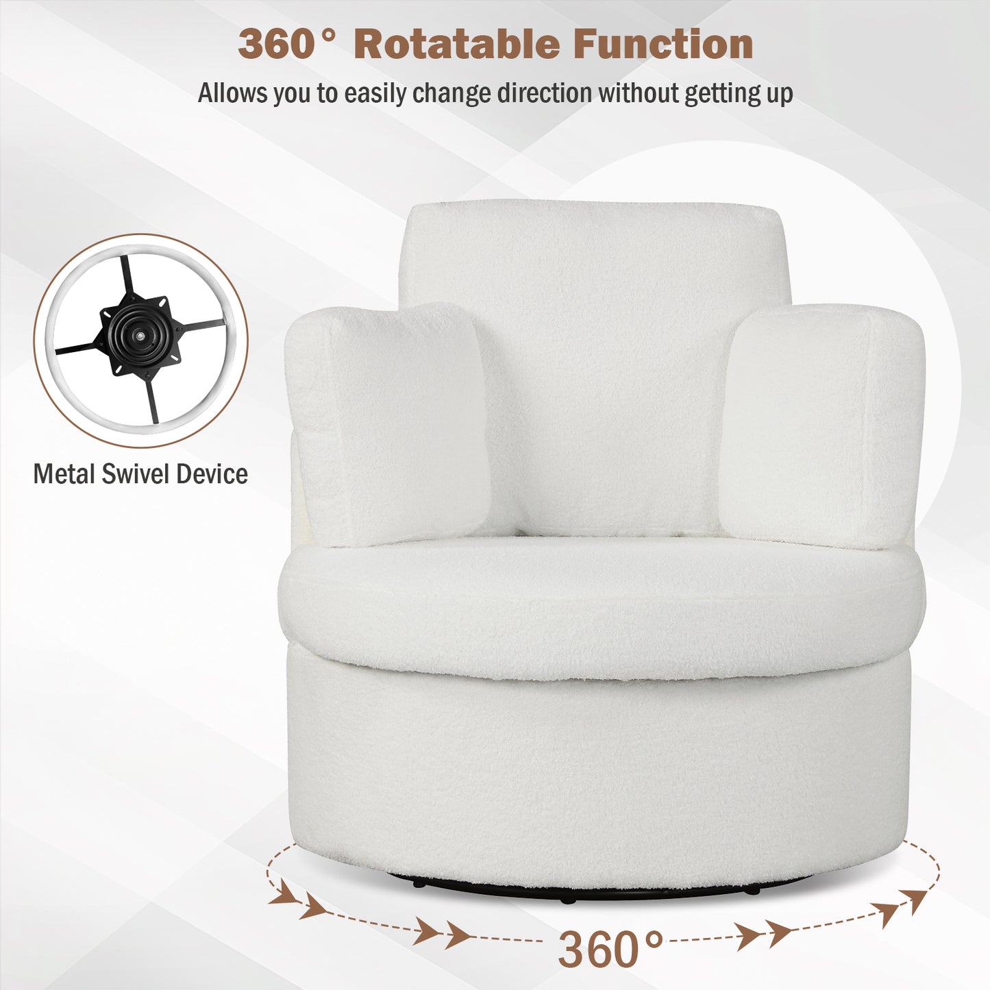 360° Swivel Accent Chair with Storage Ottoman