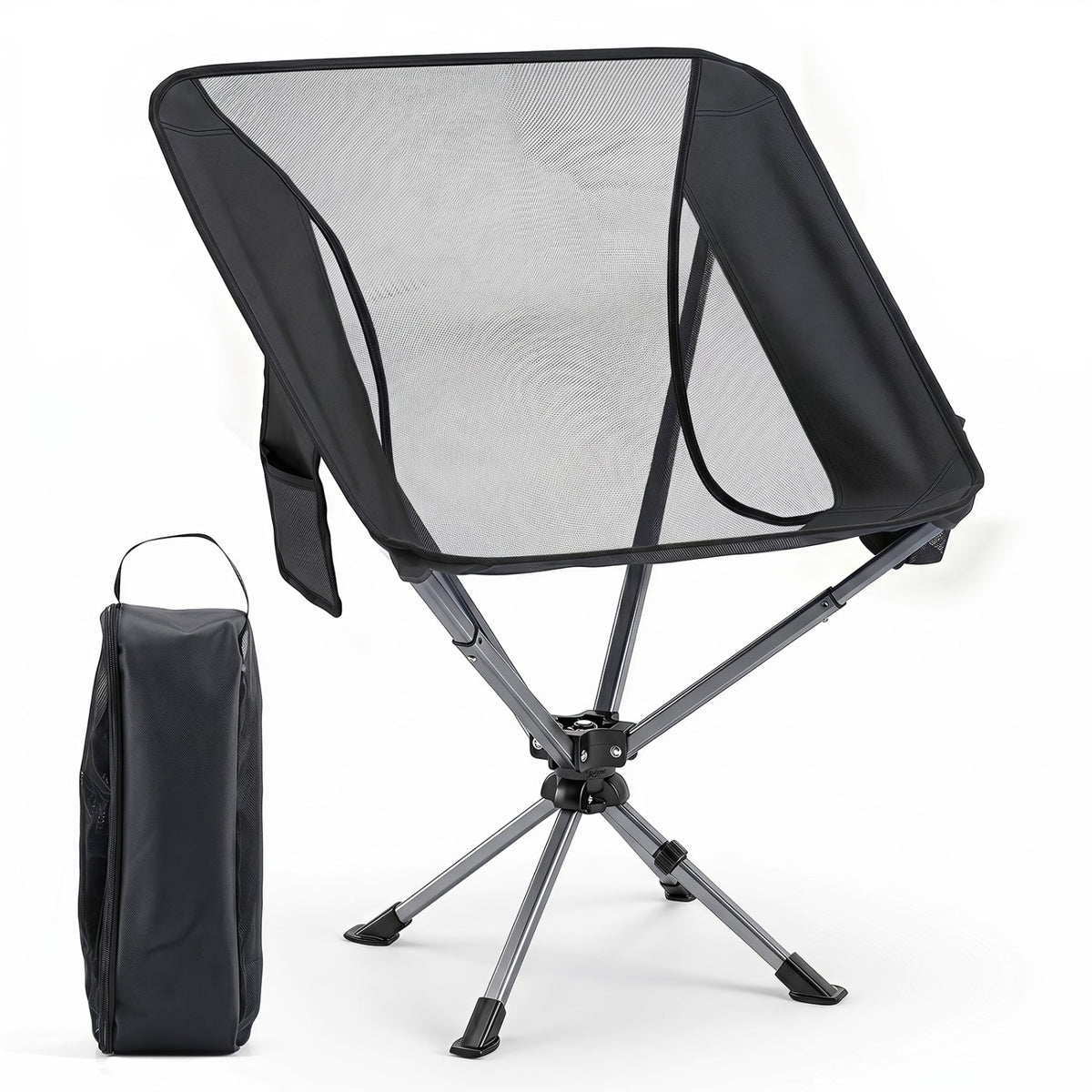 360° Swivel Camping Chair with Cup Holder - 330 lbs Capacity