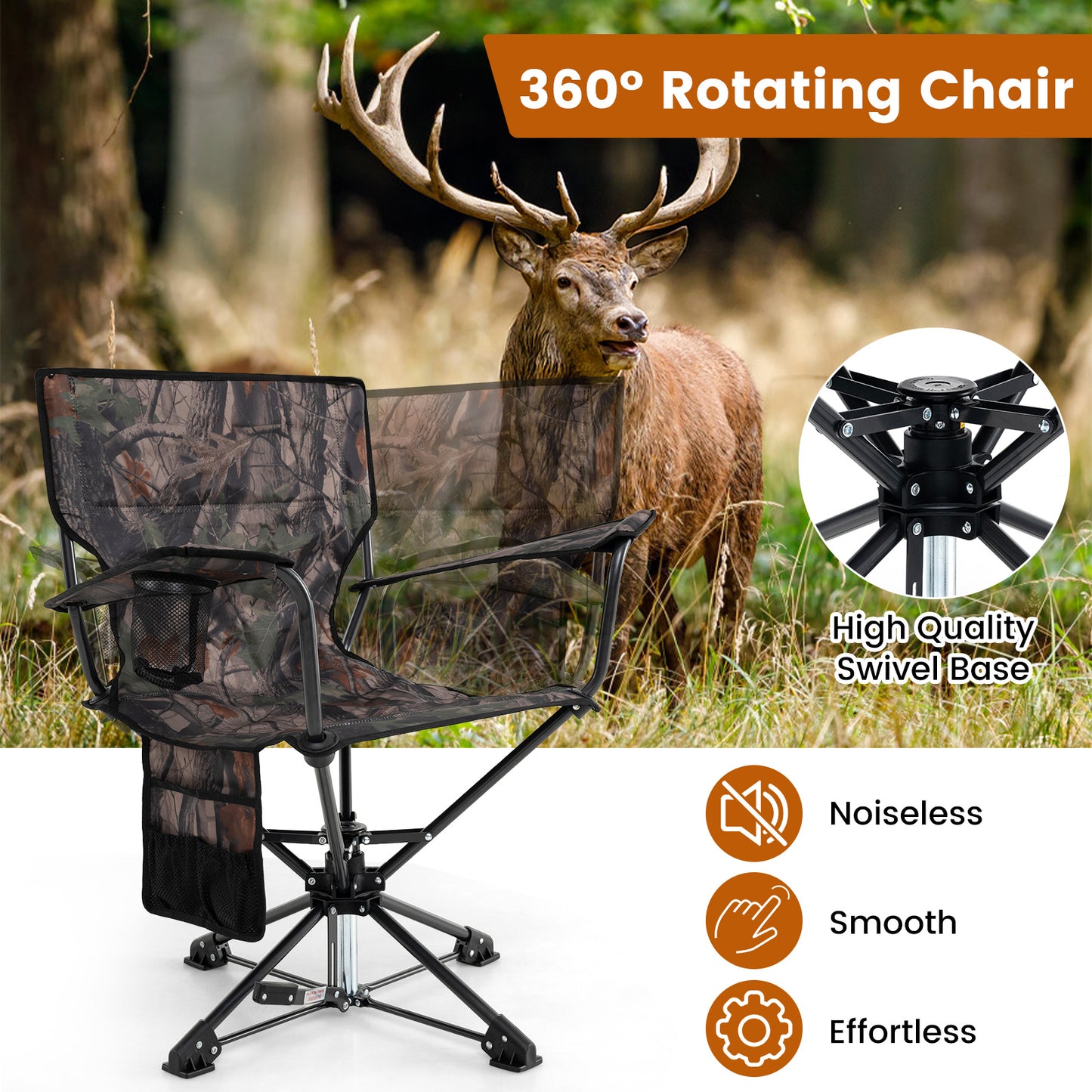 Swivel Hunting Chair Set of 2 - Portable Foldable Camo