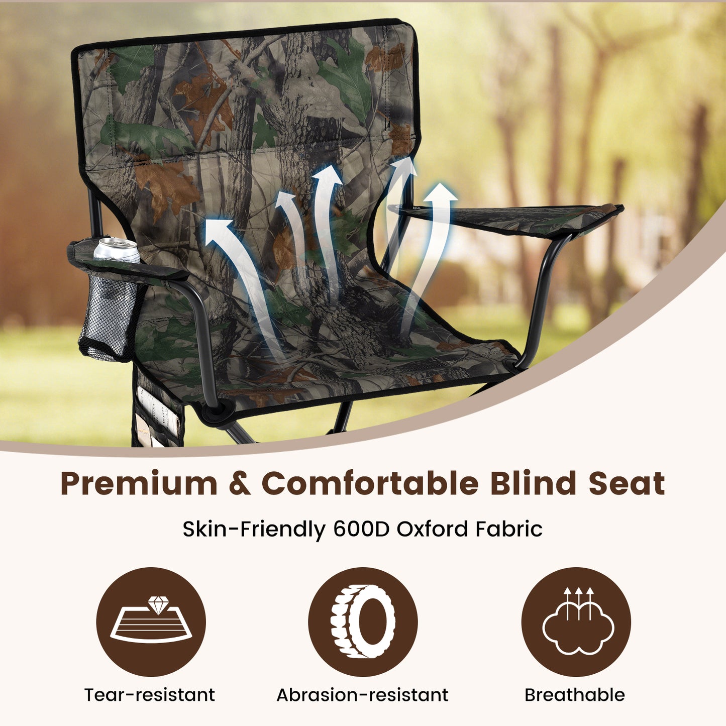 360° Swivel Hunting Chair with Storage Pockets