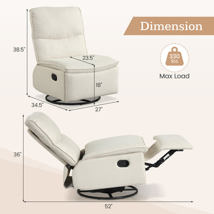 360° Swivel Recliner Chair with Rocking Motion and Footrest