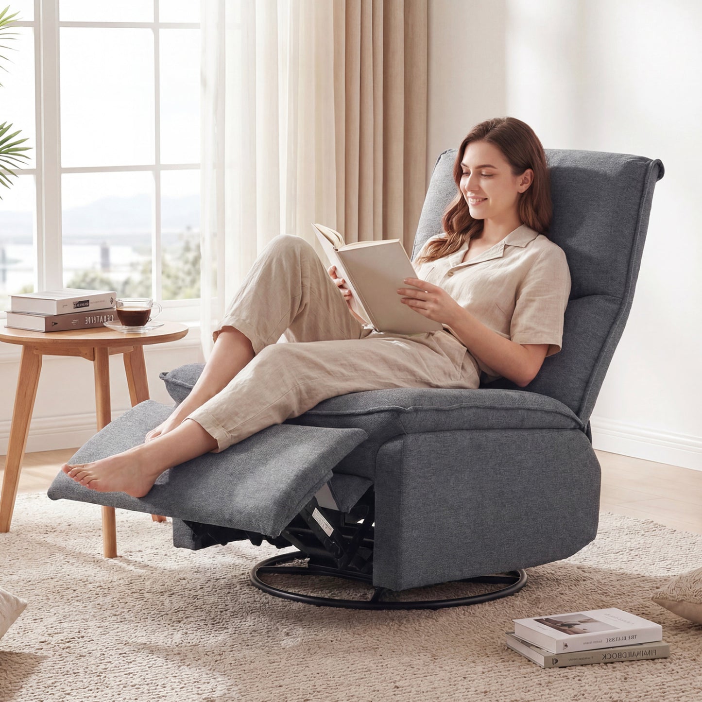 360° Swivel Recliner Chair with Rocking Motion and Footrest