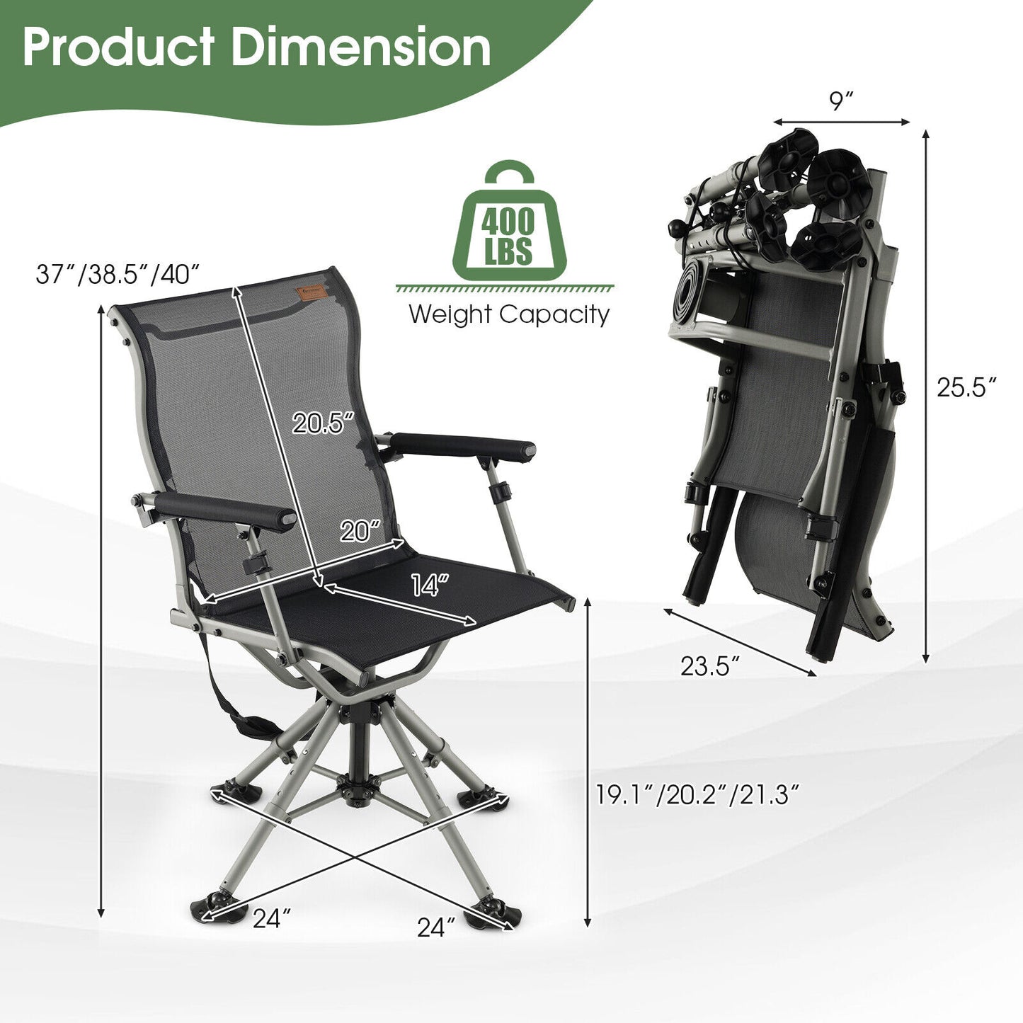 360° Swivel Hunting Chair with Adjustable Height