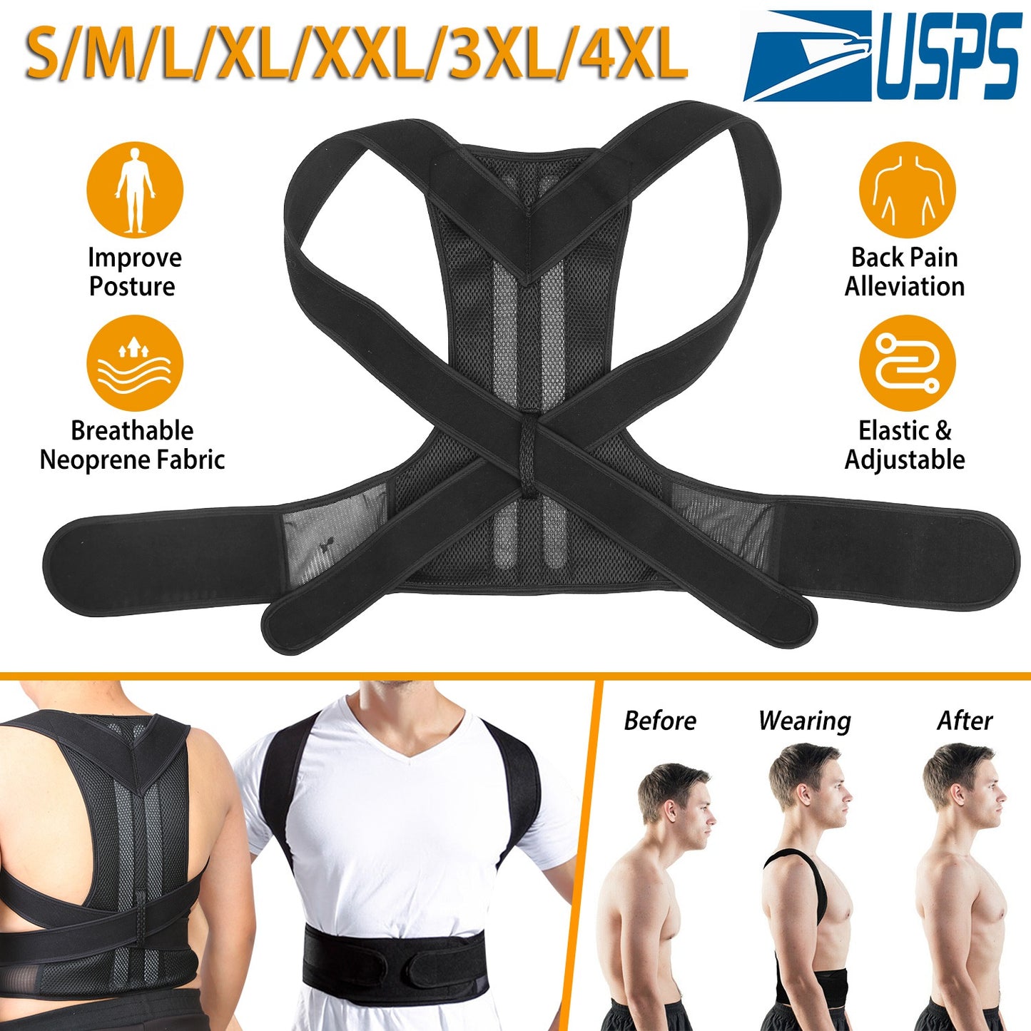 Back Posture Corrector with Lumbar Support Brace