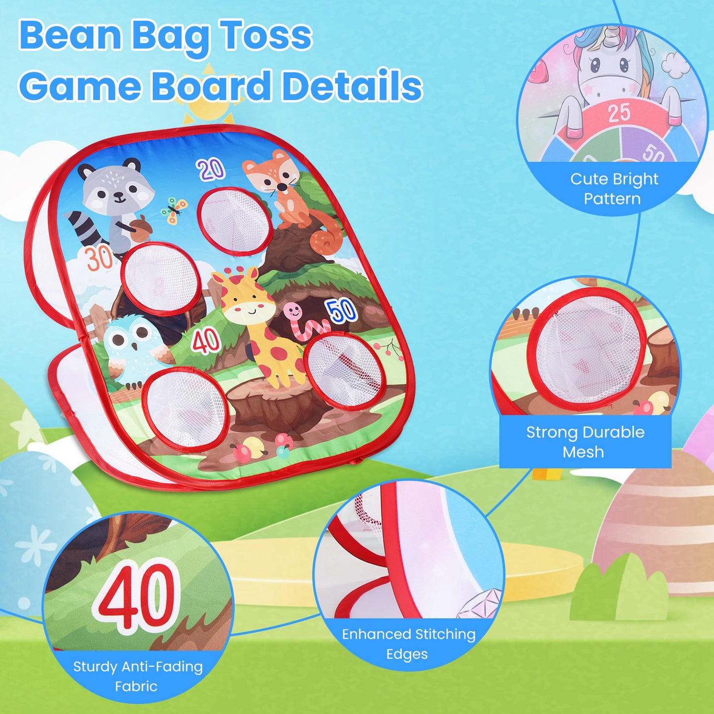5-in-1 Bean Bag Toss Game Set with Dart Board & Storage Bag