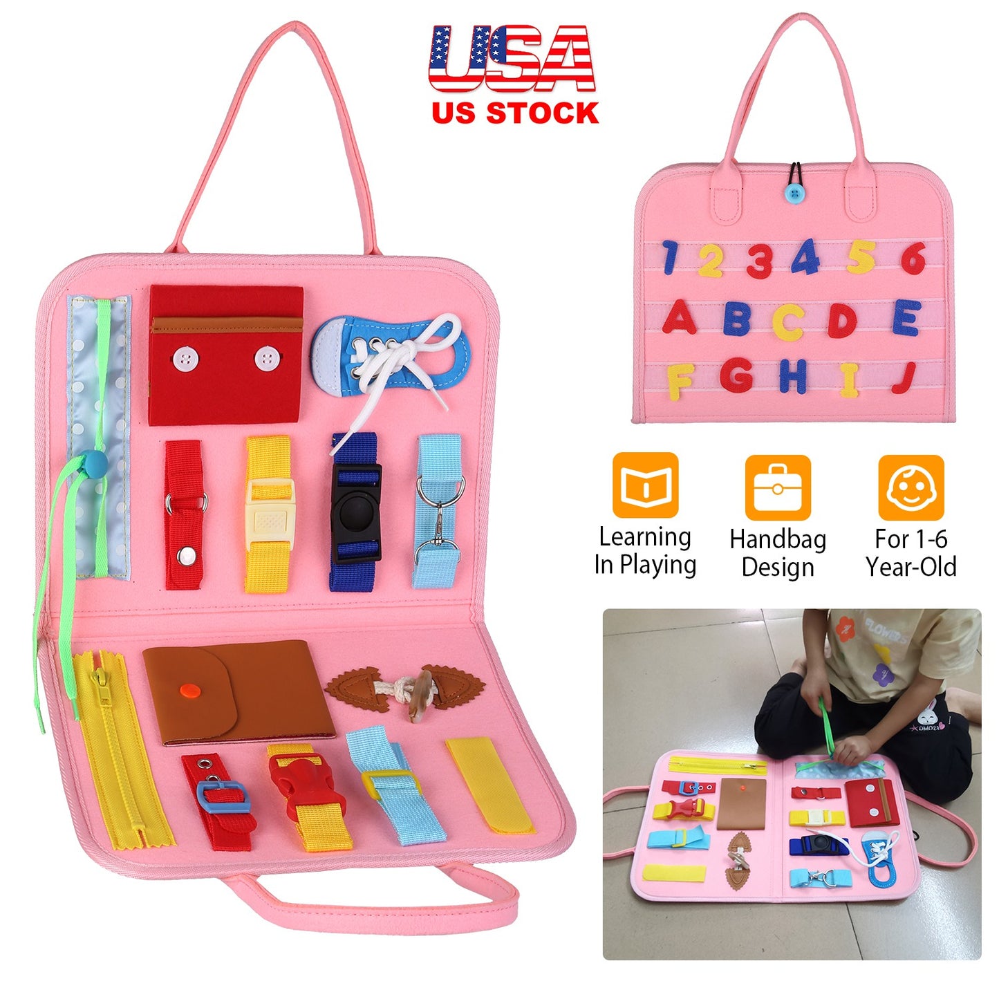 Busy Board Sensory Activity Toy for Toddlers Ages 1-6
