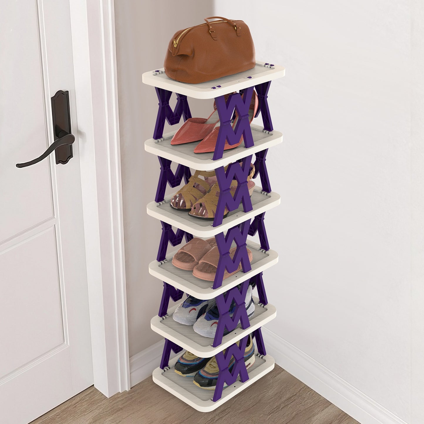 6-Tier Foldable Shoe Rack - Vertical Space Saving Organizer