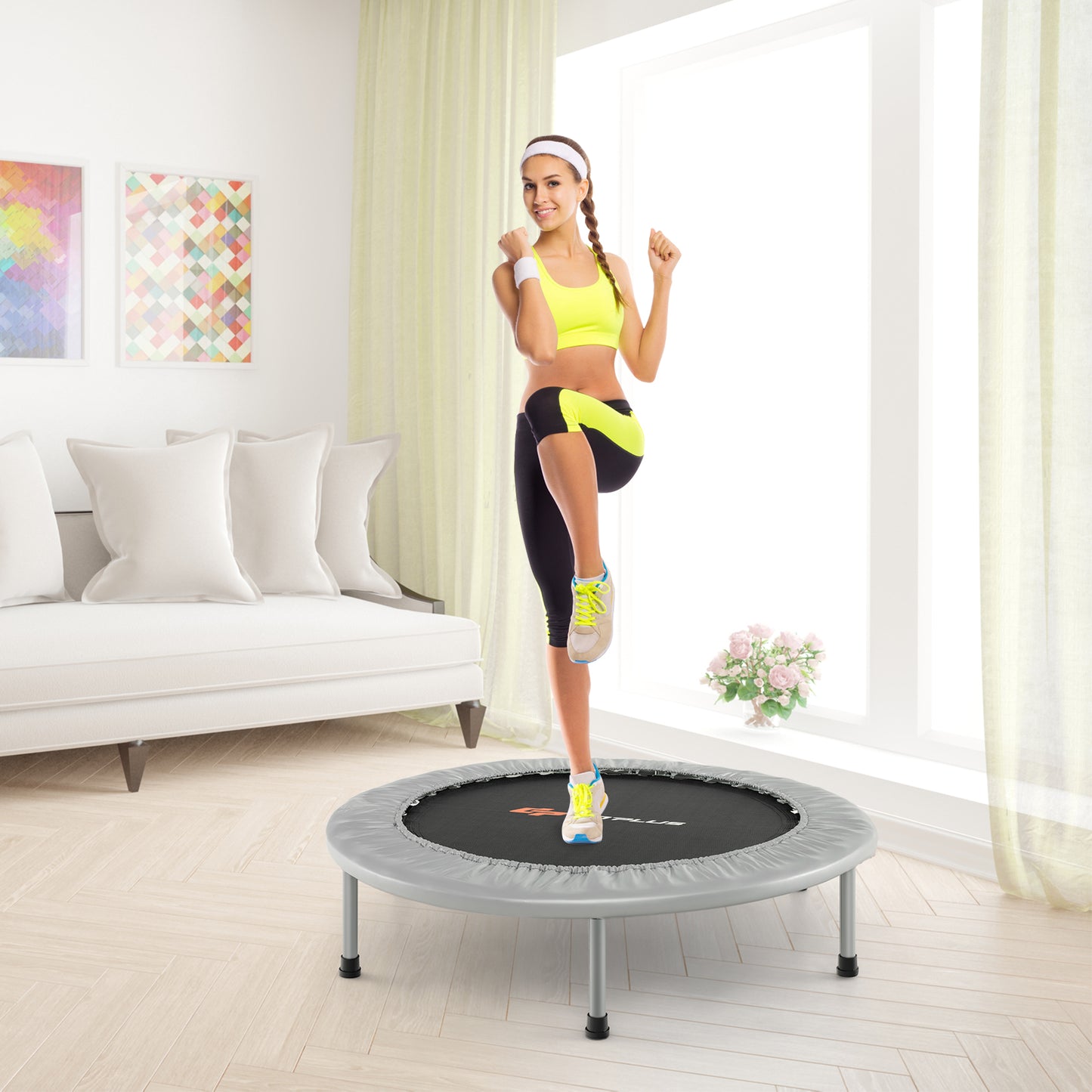 36-Inch Folding Mini Trampoline for Fitness & Recreation